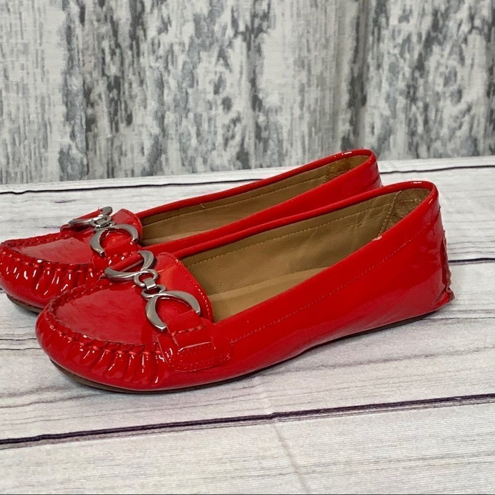 Franco Sarto Red Leather Upper Loafers Size 5 1/2